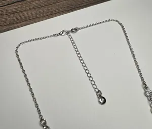 Roman Clear Rhinestone Silver Tone Necklace Signed RMN Adjustable Length thumbnail 3