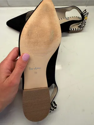 Boden Cut Out Slingback Flats Black Suede Pointed Toe Bow Shoes Women’s Size 8 thumbnail 5