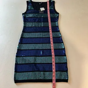 Forever 21 Sequin Mini Dress NWT Size Small – Black Teal Royal Blue Party Bodyco thumbnail 5