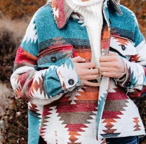Boutique Aztec Yellowstone Distressed Flannel shacket thumbnail 2