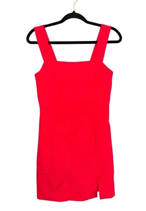 Francesca’s Ellie Square Neck Mini Slit Dress Red NWT Large Women’s Blue Rain thumbnail 6