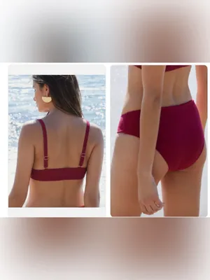 Kirra Wine Red Front-Closure Bikini Set Top Medium Bottoms Large thumbnail 2