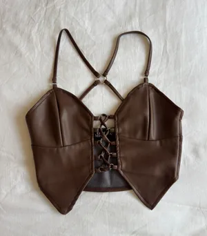 TIGERMIST brown leather top thumbnail 3