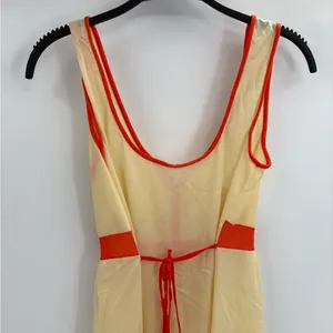 Vintage y2k sears 60s sheer nightgown yellow trim retro 70s dress 32-34 small thumbnail 8