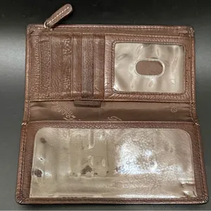 Vintage FOSSIL Brown Pebbled Leather Contrast Stitch Bifold Wallet thumbnail 4