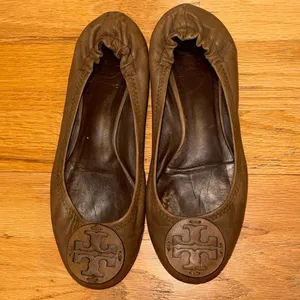 TORY BURCH Minnie Ballet Flats Medallion Leather Brown size 7‎ thumbnail 2
