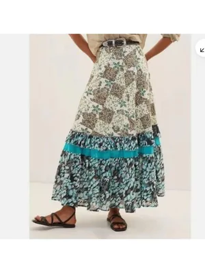 Anthropologie Raga Floral Patchwork Cotton Boho Earth Tones Maxi Skirt M $185 thumbnail 10