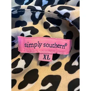 Simply Southern Leopard Print Tiered Ruffle Tie Mini Dress XL Tan Black boho Y2K thumbnail 5