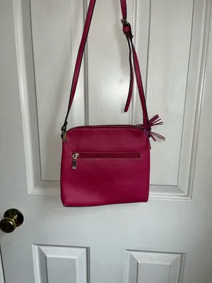 Giani Bernini Pink Chevron Quilted Leather Crossbody Bag with Tassel thumbnail 3