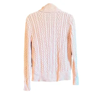 Chaps Light Pink Cable Knit Shawl Collar Toggle Cardigan Sweater Size M thumbnail 9