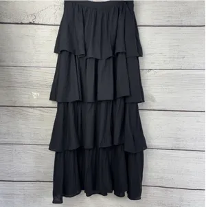 Abercrombie & Fitch Black Tiered Maxi Skirt thumbnail 2