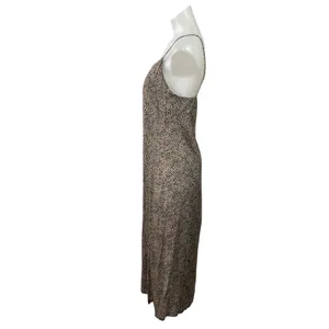 MNG Mango Beige Leopard Animal Print Sleeveless Slit Cami Tank Midi Dress Size 6 thumbnail 2