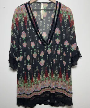 Anthropologie Uncle Frank Women Whimsigoth Coverup‎ Dress Small Velour Crochet thumbnail 1