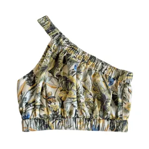 Abercrombie & Fitch One-Shoulder Boho Tropical Floral Cropped Tank Top XS NWT thumbnail 1