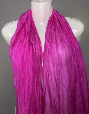 Pink Silk Scarf Womens One Size Sheer Crinkle Chiffon Rectangle Wrap Shawl India thumbnail 1