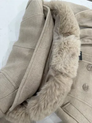 EMPRADA Women's Cream Faux Fur Collar Long Coat thumbnail 13