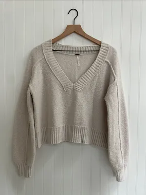 FREE PEOPLE Rhea V-Neck Pullover Sweater Size S thumbnail 3