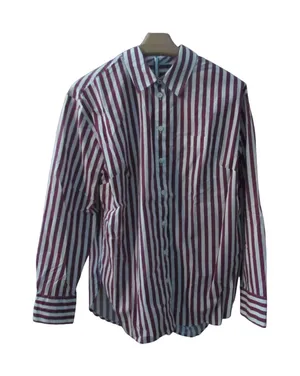 Talbots Button Down Shirt S Burgundy White Striped‎ Cotton Long Sleeve Classic thumbnail 1