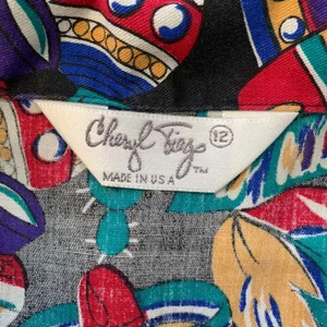 Vintage Colorful Festival Button Up‎ Shirt Southwestern Medium Novelty Print thumbnail 8
