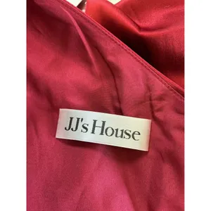 JJs House Burgundy Satin One Shoulder Ruffle Maxi‎ Gown Dress Pockets Size 4 NEW thumbnail 6