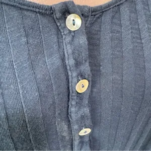 FP Beach Free People Navy Blue Long Sleeve Dress Large Ribbed Buttons thumbnail 3