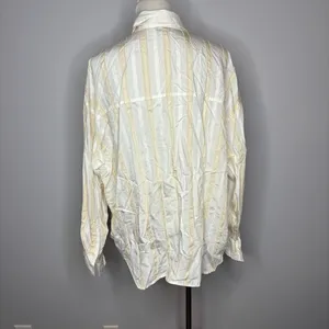 H&M - Cream & White Striped Button Down thumbnail 3