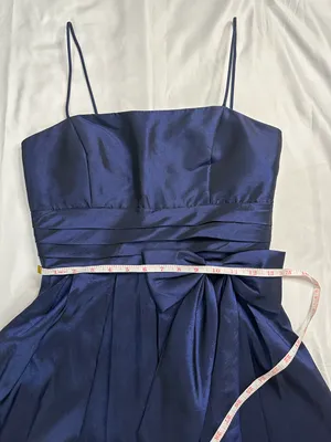 Fiesta Solid Straight Ruched Satin/Mesh Homecoming Dress - Blue/Black - M thumbnail 13
