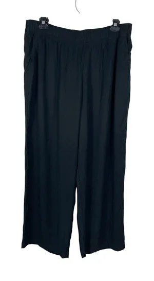 Gap Relaxed Fit Black Crinkle Pull On Elastic Waist Full Length Pants XL NWT thumbnail 1