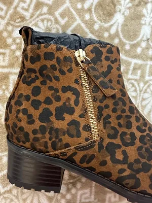 Blondo Leopard Print Ankle Booties in Brown and Black thumbnail 3