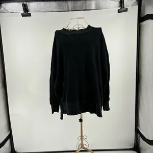 Aerie Chilled Out Brushed Fleece Sweatshirt Side Splits Small Black thumbnail 4
