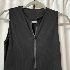 Solid Black Sleeveless Zip Up Mini Bodycon Dress Size M thumbnail 6
