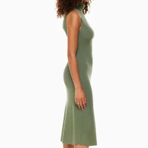 ✨Aritzia Wilfred Olive Green Sleeveless Ribbed Turtleneck Midi Sz XS Dress✨ thumbnail 2