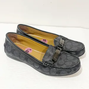 Coach‎ Size 8.5 Signature Olive Black & Grey Jacquard Loafers thumbnail 3