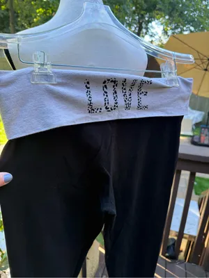 Vintage Victoria's Secret Foldover Yoga Leggings L Black/Gray High Rise Logo thumbnail 4