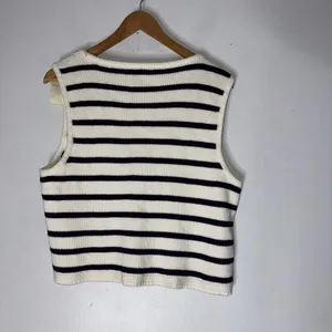 NWT Abercrombie & Fitch‎ Sweater Vest Navy White Striped Knit Button Up XL thumbnail 3