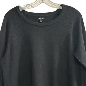 APT. 9 Women’s‎ metallic Shimmer Black Crew Neck Pullover Sweater Long Sleeve thumbnail 8