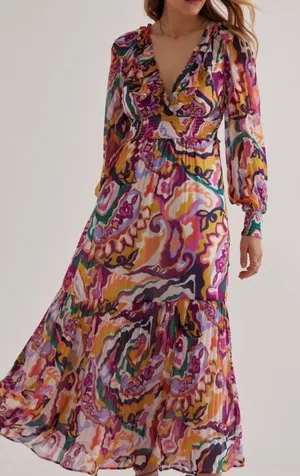 Anthropologie The Odetta Ruffled V-Neck Dress, Size XXS thumbnail 3