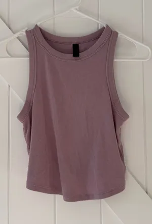Cotton On Body Active Mauve Ribbed Curve Hem High Neck Tank Top thumbnail 1