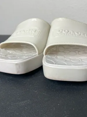 Coach Scarlett Rubber Block Heel Sandal Mule in Ivory Size 8 thumbnail 7