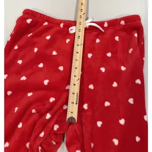 Heart Fleece Pajama Pants Womens XL Red Elastic Waist Lounge Travel Lovergirl thumbnail 6