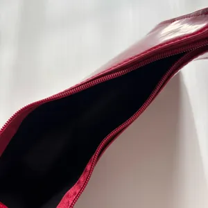 burgundy shoulder bag with gold zipper thumbnail 6