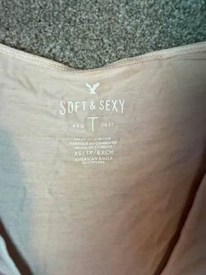 American Eagle Blush Pink Soft & Sexy Tie Waist Wrap Top thumbnail 4