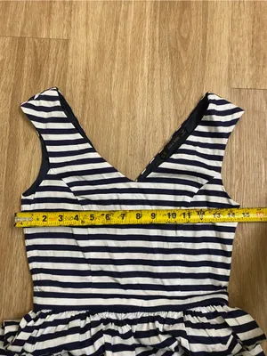 Zara Navy and White Striped V-Neck Mini Dress thumbnail 5