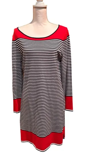 Sail to Sable STS Striped Knit Dress Red Navy White Size Large NWT‎ Nautical thumbnail 1