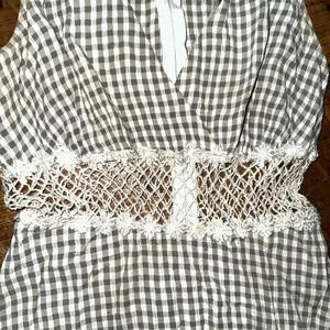 Exclusively Gantos crochet waist green gingham vintage dress thumbnail 2