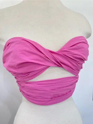 RUNAWAY The Label Ayla Hot Pink Crop Top Tiered Maxi Skirt Set XS thumbnail 4