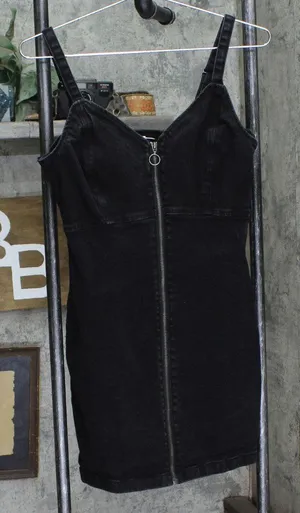 Garage Womens Zip Front Denim Mini Dress 1678e601ec4e9a Black PS thumbnail 1