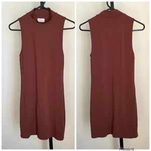 Aritzia Babaton Countour Brown Dress Mock Neck Medium thumbnail 2