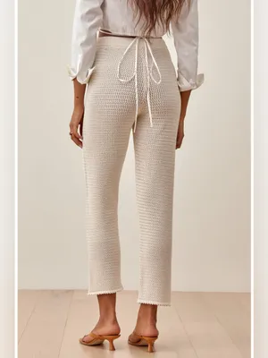 Reformation Cream Rosso Open Knit Organic Cotton Pants size Small thumbnail 3