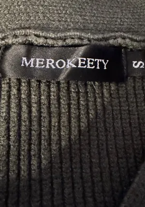 MEROKEETY Olive Green Ribbed V-Neck Cardigan Sweater thumbnail 9